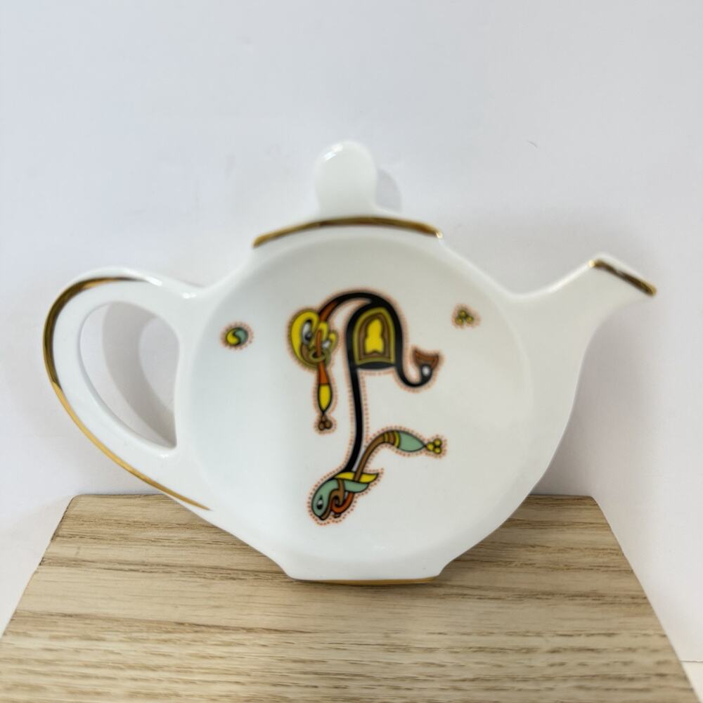 Royal Tara Book Of Kells Fine Bone China Tea Bag Holder Ireland Abstract